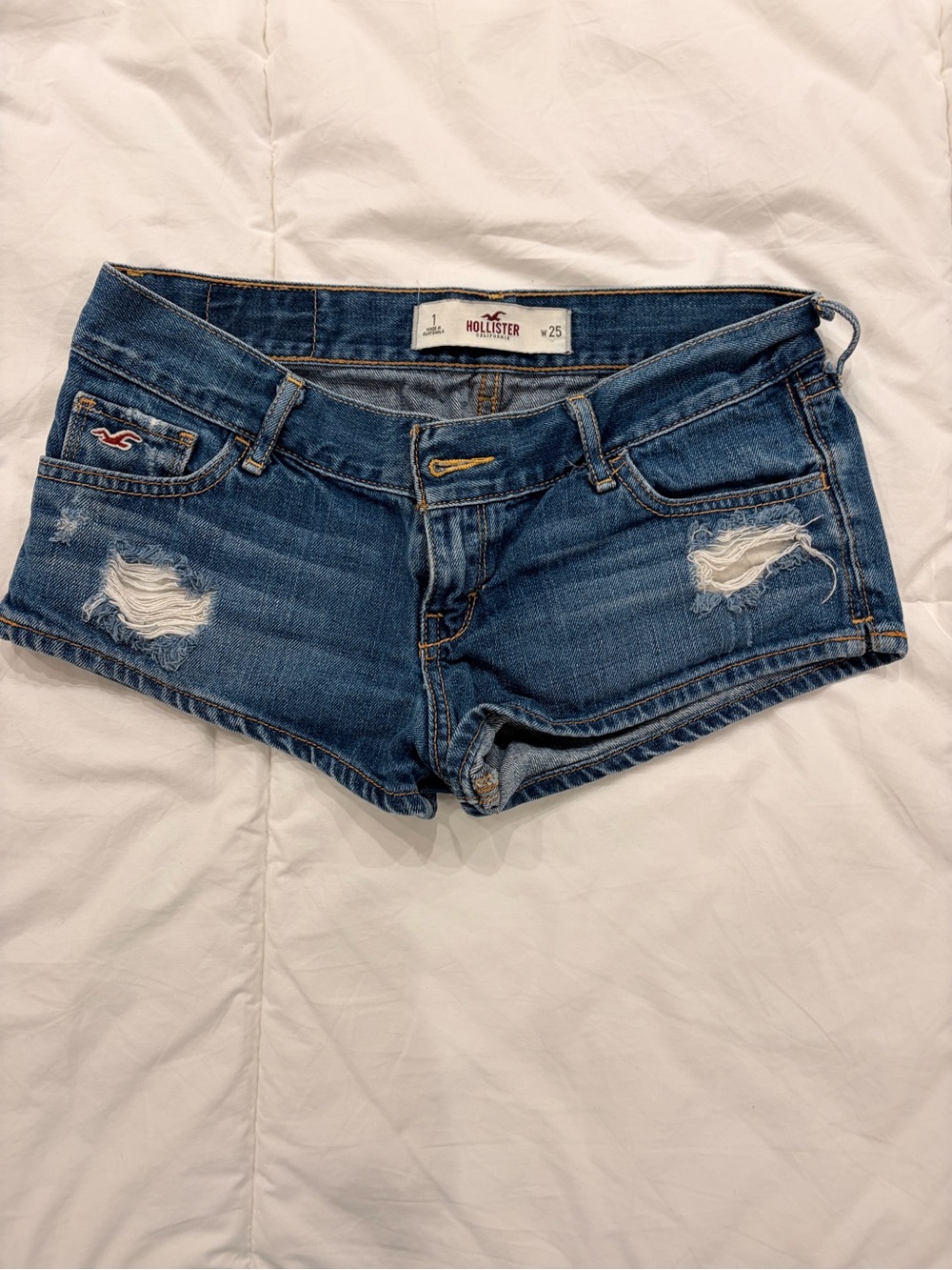 Hollister Women's Distressed Denim Cutoff Shorts - Dark Blue